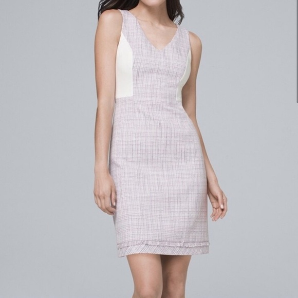 WHBM | Petite Tweed A-line mini dress Colorblock Women’s size 6 career fringe - Picture 1 of 8
